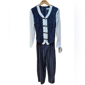 Deadstock 1980s go Vicki! Ditsy Floral Striped Jumpsuit‎